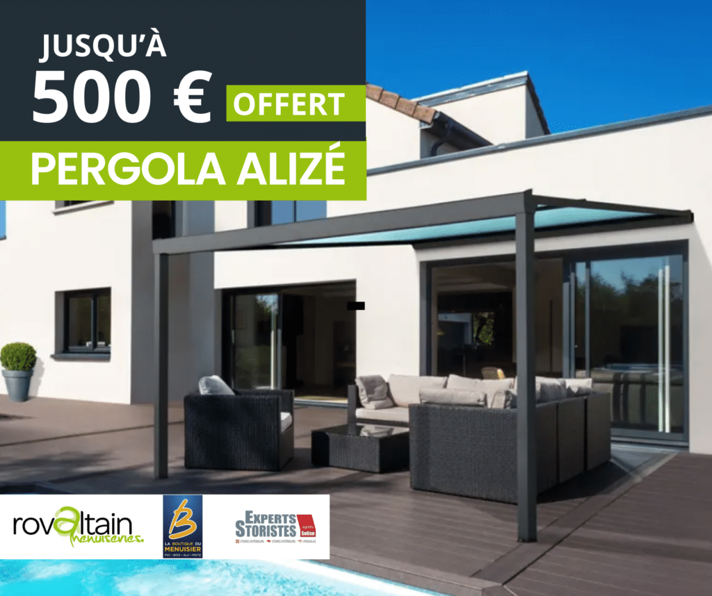 JUSQU’À 500 € OFFERTS sur la pergola Alizé posée